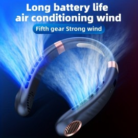 Stay Cool And Comfortable Portable Neck Fan USB Charging Digital Display, 5-speed Mini Fan Cool Portable Fan, Perfect Gift For Birthday/Christmas, For Fishing/Camping/Travel