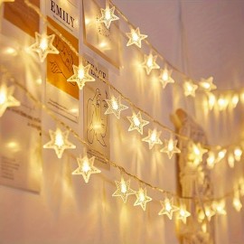 1pc 6.6ft Twinkle Stars LED String Lights, Led Christmas Tree Holiday Wedding Birthday Party Fairy Lights, Battery Operated Indoor/Outdoor Bedroom Decoration Light