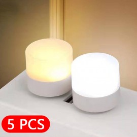 1pc/3pcs/5pcs Lamp USB Lamp Mini LED Night Light Power Bank Charging USB Book Lights Small Round Reading Desk Lamp Bulb