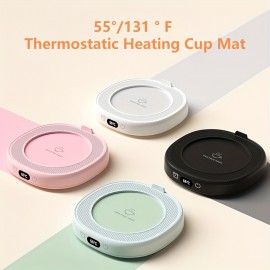 Smart Thermostatic Heating Cup Mat Three Gears Adjust Thermostatic Warming Cup 55 Degrees Hot Milk Hot Coffee Afternoon Tea Magic Heating Base Insulated Water Cup Warming Cup Mat