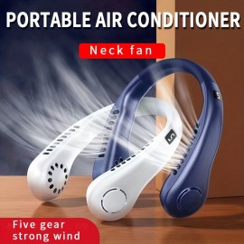 New Mini Neck Fan Portable Bladeless Hanging Neck Rechargeable Air Cooler 3 Speed Mini Summer Sports Fans, Cool Portable Fan, School Supplies, Perfect Gift For Birthday/Christmas, For Fishing/Camping/Travel