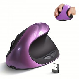 Ergonomic Mouse, Rechargeable Vertical Wireless Mouse Small Right Handed Computer Wireless Mouse With 6 Buttons 3 Adjustable 800/1200/1600 DPI For Laptop,Desktop,PC, MacBook(Purple)