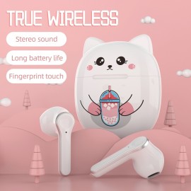 Cute Cat Ear Headphones Extra Long Standby On-Ear Fingerprint Touch Wireless Headphones