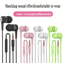 High-Quality Semi In-Ear Wired Headphones with Microphone - Perfect for Mobile Phones, Computers, Games, Karaoke & More!