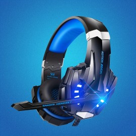 G9000 Stereo Gaming Headset For PS4 PC Xbox One PS5 Controller, Noise Cancelling Over Ear Headphones With Mic, LED Light, Bass Surround, Soft Memory Earmuffs For Laptop Mac NES Games