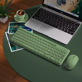 Wireless Keyboard And Mouse Set Green Battery Version