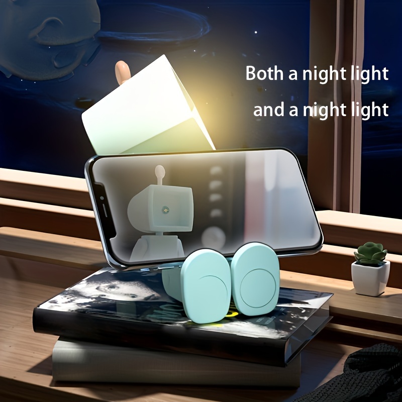 1pc robot design book light led mini cute book light desktop decoration atmosphere light cartoon gift night light space magnetic night light can be used as a mobile phone holder details 3