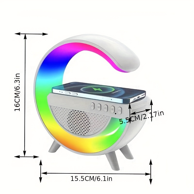 creative gift colorful atmosphere light wireless charging smart speaker seven color light card high sound quality big g audio details 0