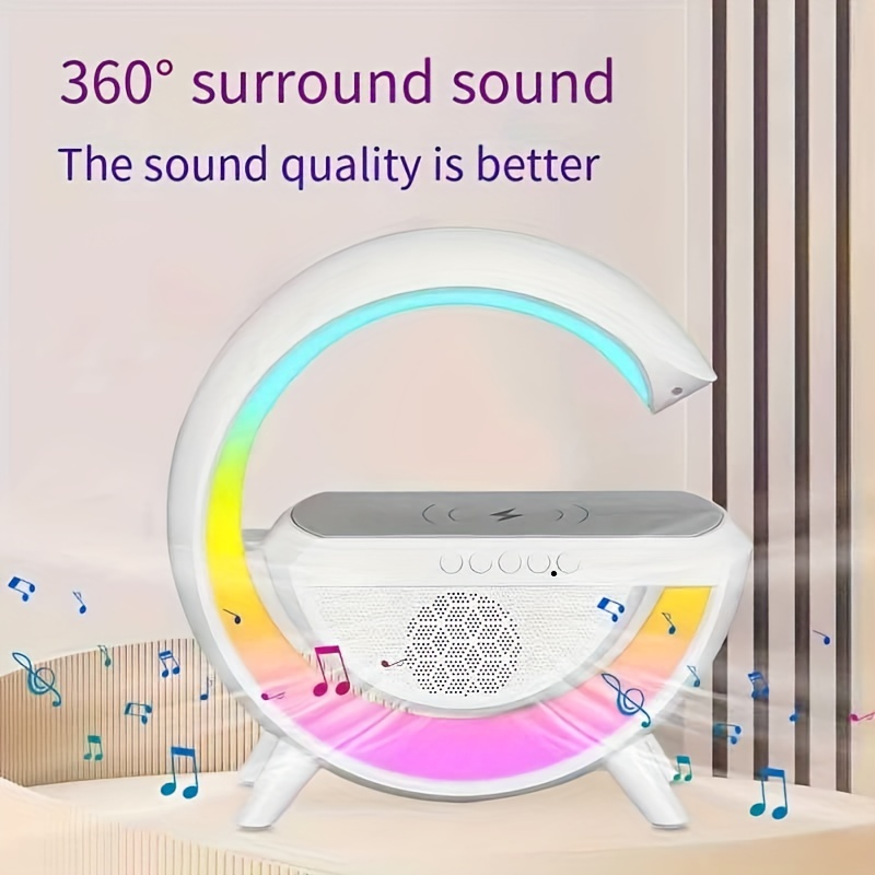 creative gift colorful atmosphere light wireless charging smart speaker seven color light card high sound quality big g audio details 2