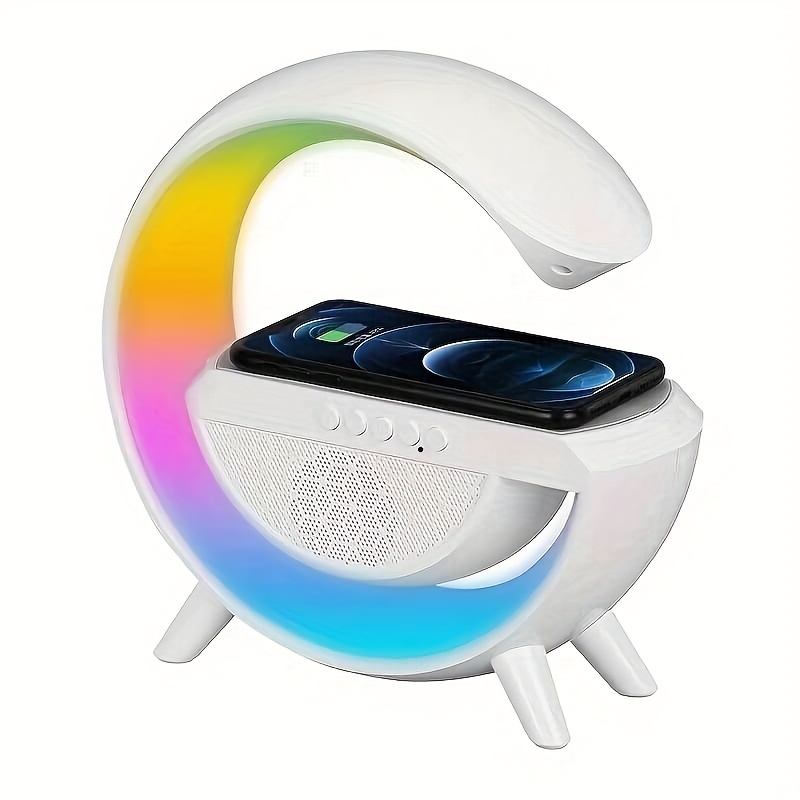 creative gift colorful atmosphere light wireless charging smart speaker seven color light card high sound quality big g audio details 3