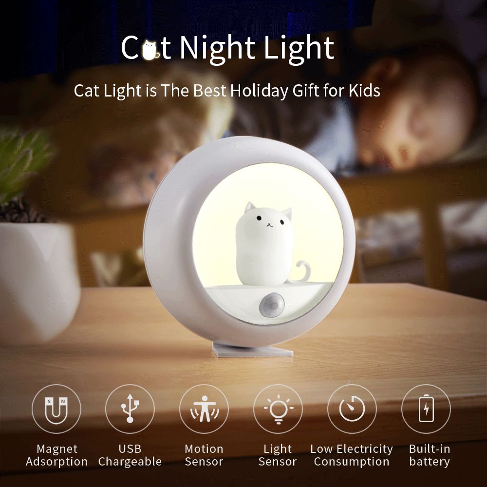 sensing lamp intelligent human body induction night light kitten induction lamp k610 for kids room kids night light for girls baby boy toddler gifts details 0