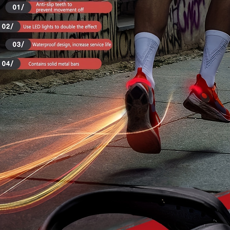 led shoe light clips stay safe while running and cycling at night with bright easy to attach gear details 2