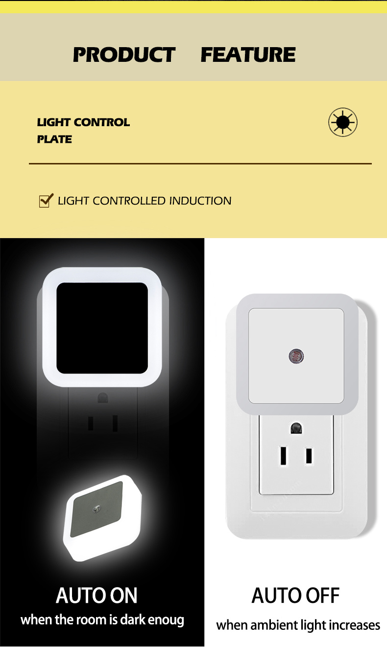 led night light lamp with smart sensor dusk to dawn sensor daylight white 0 5w plug in details 1