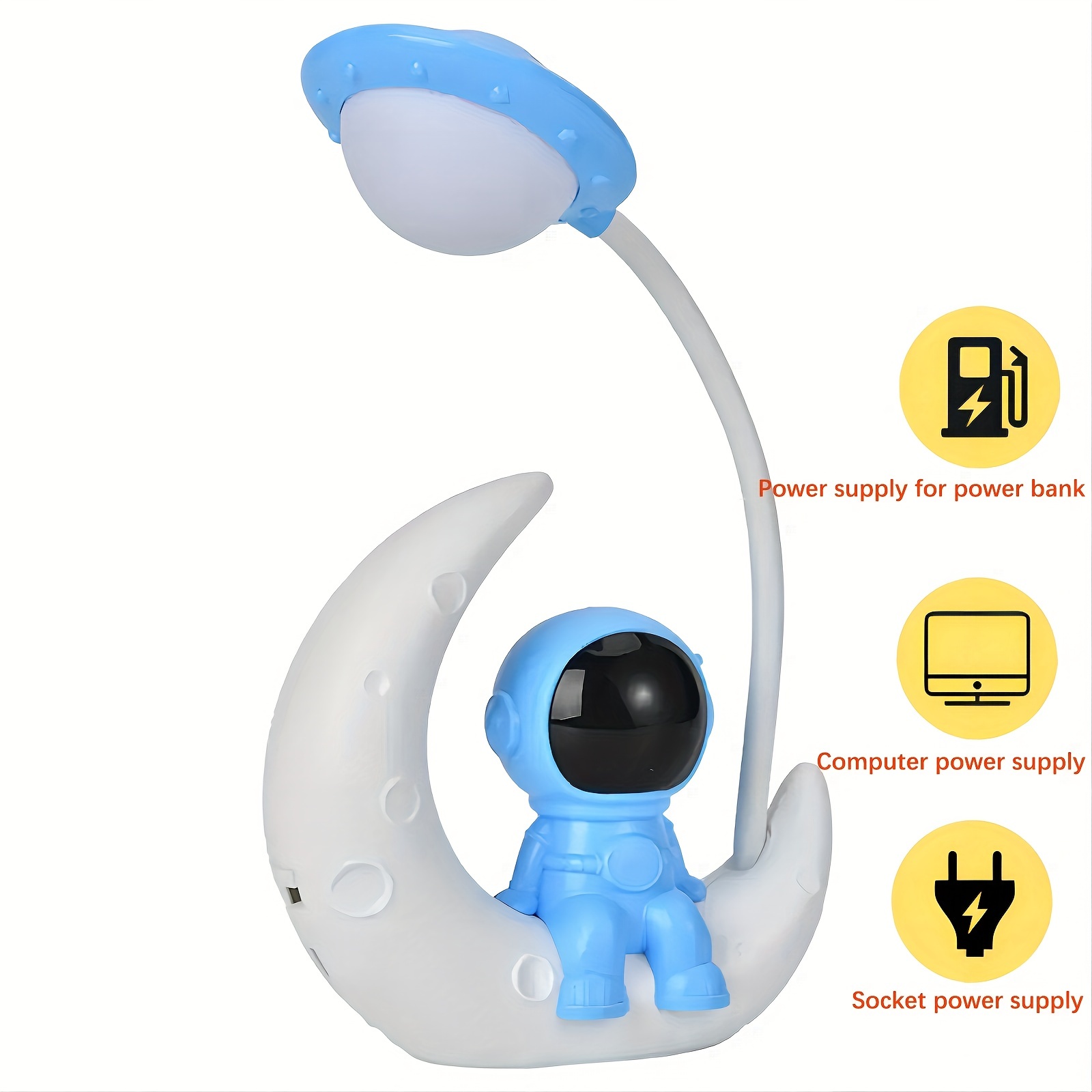 1pc wireless usb rechargeable astronaut moon led desk lamp for home and bedroom decoration soft lighting for reading work and relaxation details 3