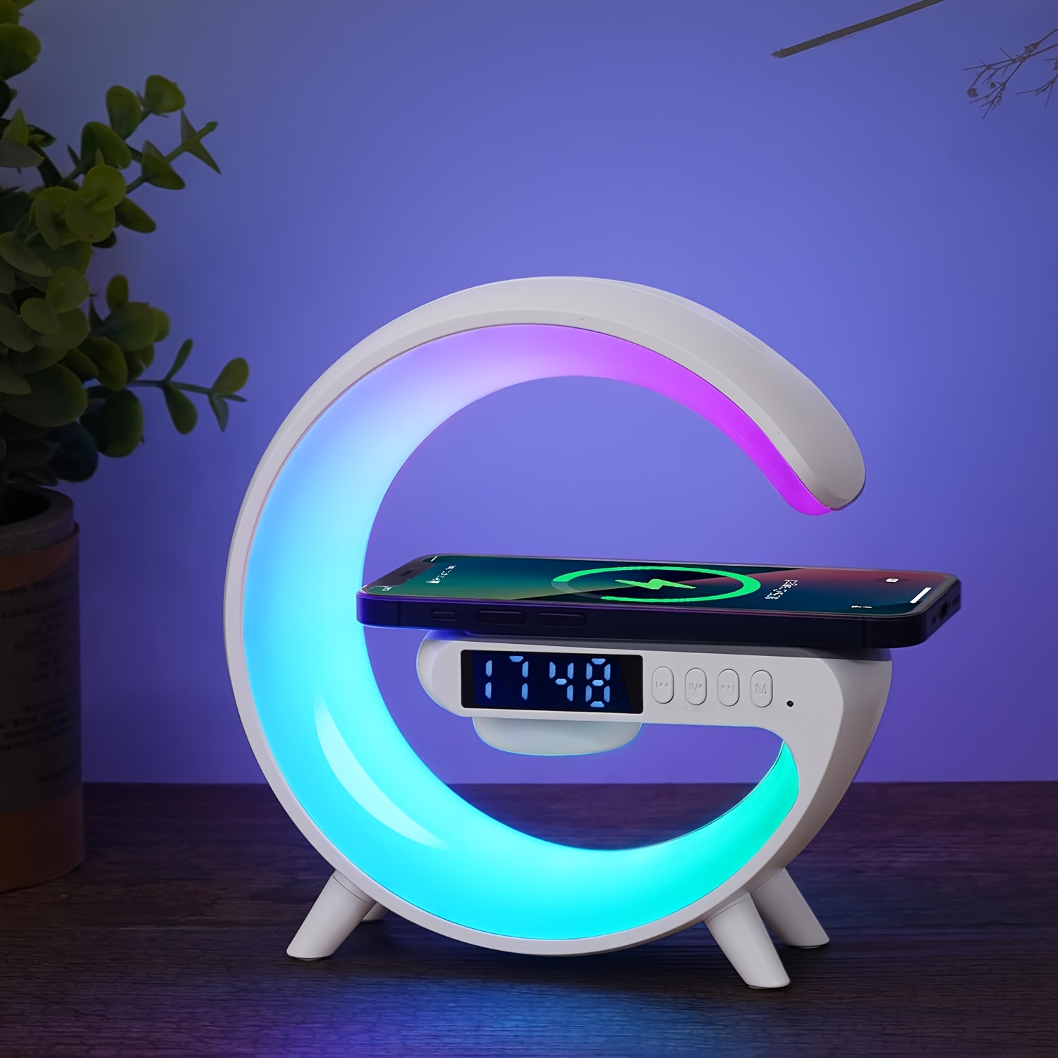 portable mobile phone wireless charging high sound quality sound colorful atmosphere light digital display clock super multifunctional should have everything indoor home life good things outdoor travel camping essential details 0