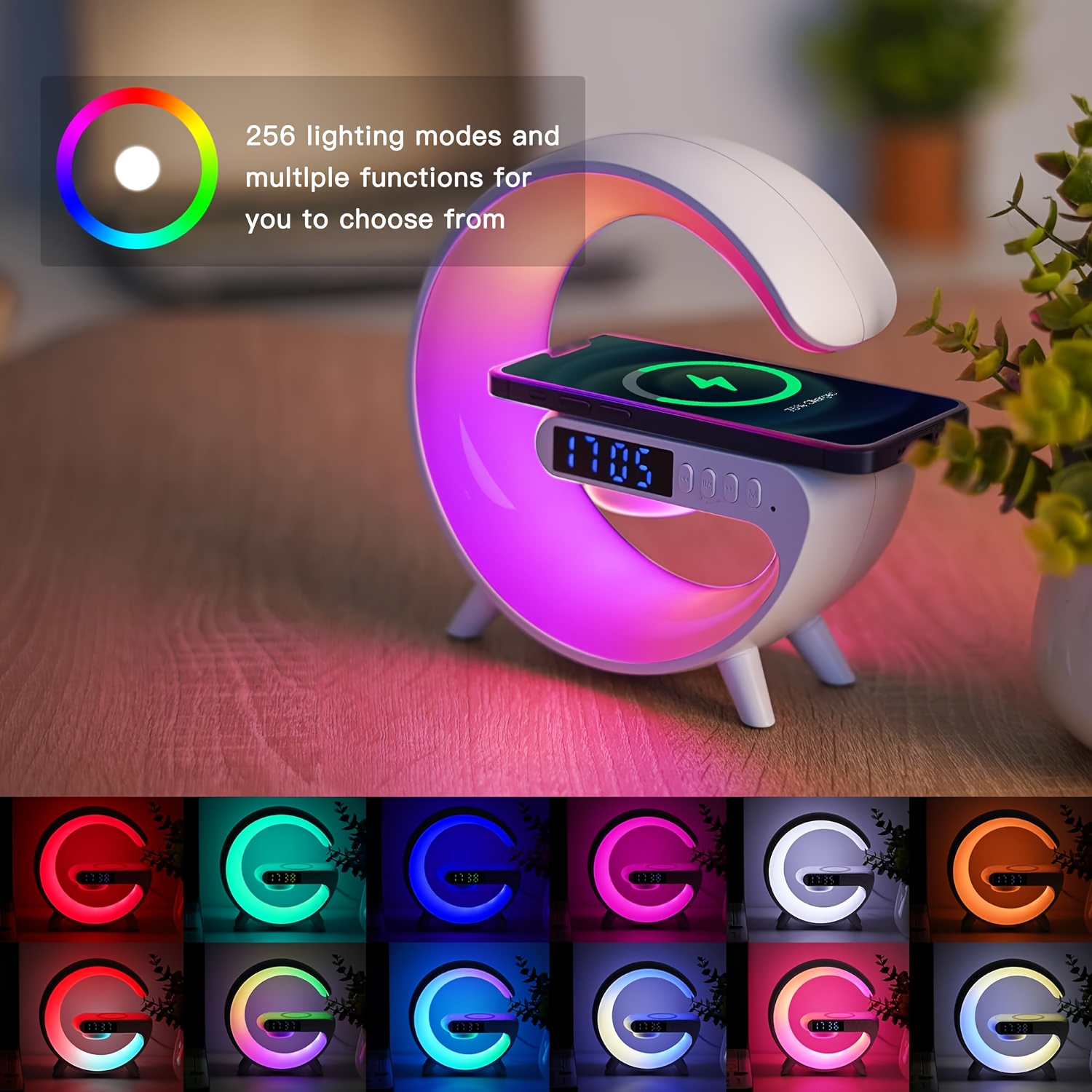 portable mobile phone wireless charging high sound quality sound colorful atmosphere light digital display clock super multifunctional should have everything indoor home life good things outdoor travel camping essential details 6