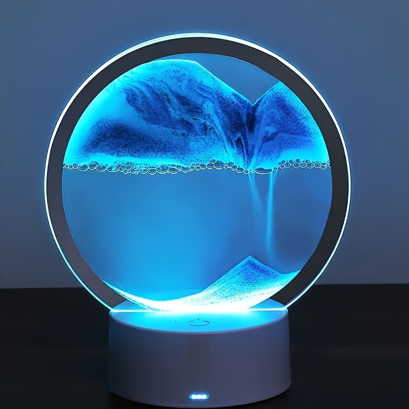 1pc Sand Art Moving Night Lamp, Craft Quicksand 3D LandscapeFlowing Sand Picture Hourglass Gift Led Table Night Light Home Decor details 1