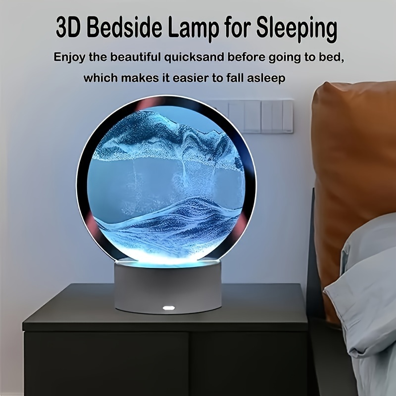 1pc Sand Art Moving Night Lamp, Craft Quicksand 3D LandscapeFlowing Sand Picture Hourglass Gift Led Table Night Light Home Decor details 6