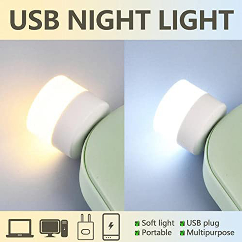 10pcs mini usb night light warm white eye protection book reading light usb plug computer mobile power charging led night lamp details 4