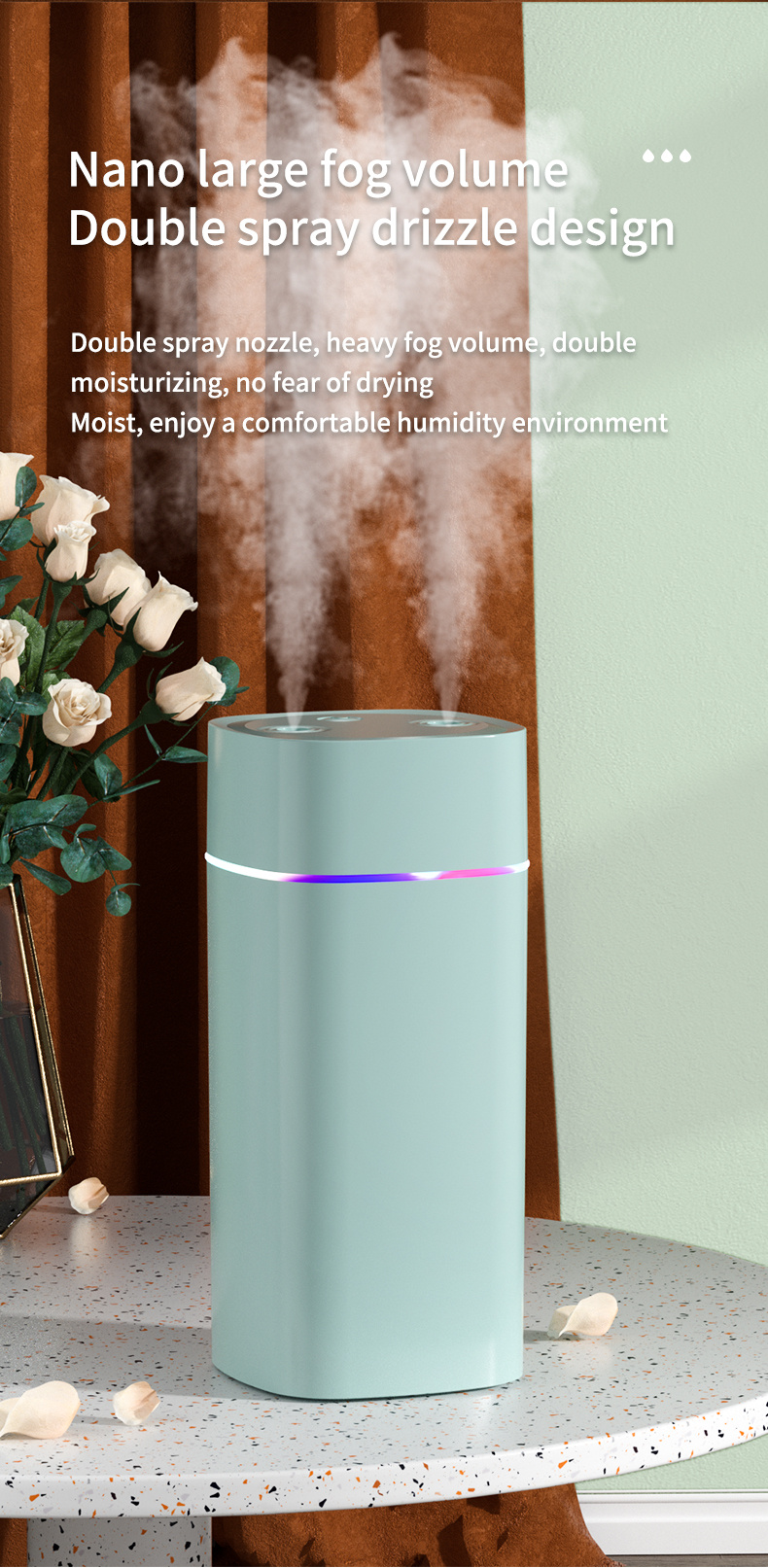 humidifier 600ml cool mist maker purifier usb ultrasonic aroma essential oil diffuser romantic mini colorful air humidifier details 3