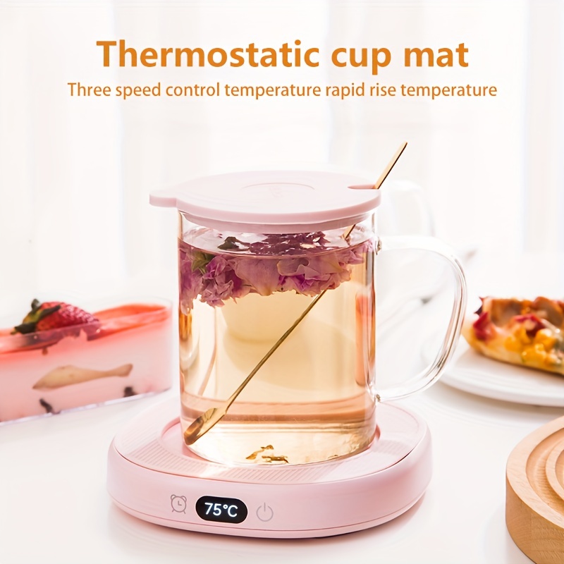 smart 55 131 thermostatic heating cup mat three gears adjust thermostatic warming cup 55 degrees hot milk hot coffee afternoon tea magic heating base insulated water cup warming cup mat details 1