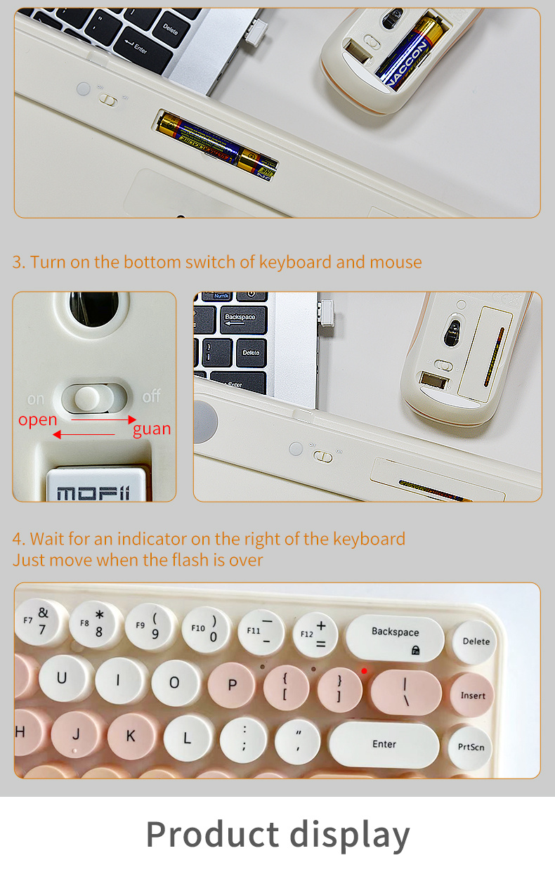 mofii keyboard and mouse sets with excellent color matching wireless keyboard and mouse sets reliable 2 4 ghz connectivity for pc laptop smart tv and more milk tea color gift for birthday valentines halloween easter boy girlfriends details 12