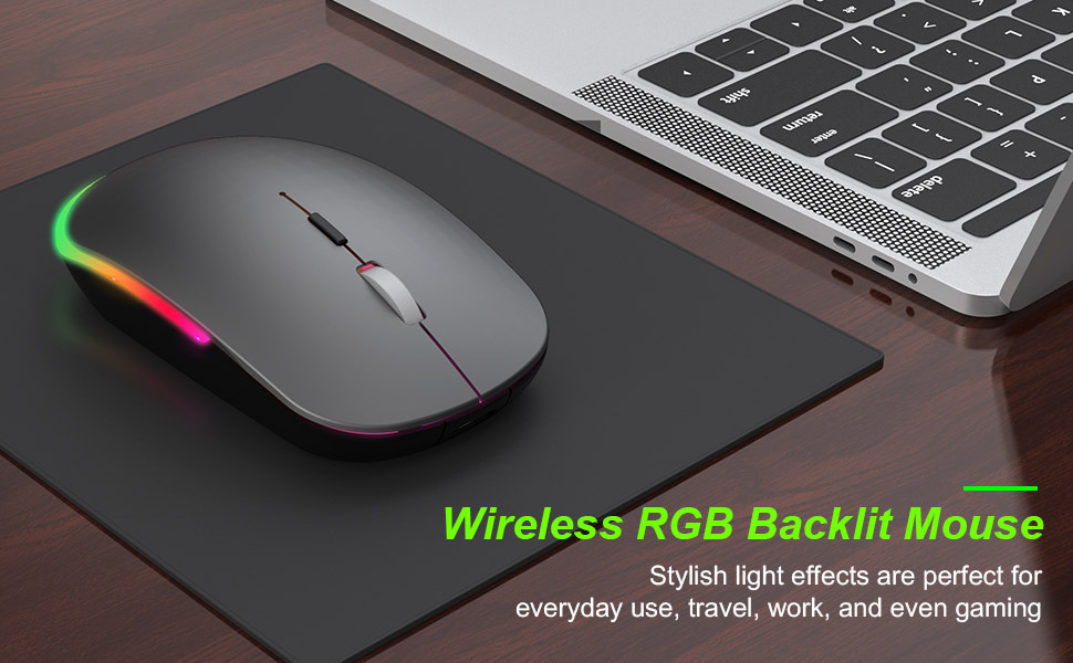 wisfox 2 4g rechargeable silent wireless bt mouse rgb led ergonomic mouse with 3 modes bt5 0 3 0 usb perfect for laptop desktop windows mac ipad details 1