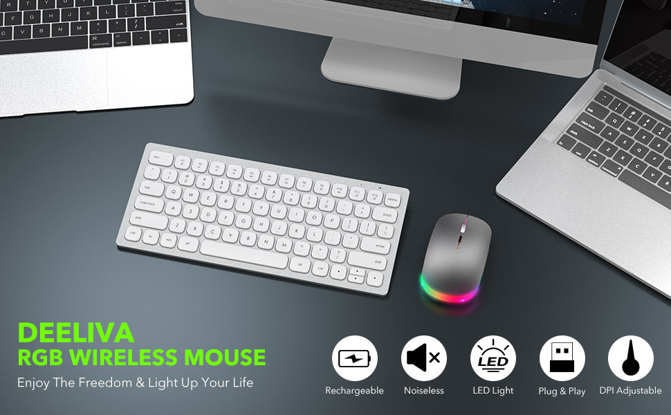 wisfox 2 4g rechargeable silent wireless bt mouse rgb led ergonomic mouse with 3 modes bt5 0 3 0 usb perfect for laptop desktop windows mac ipad details 2