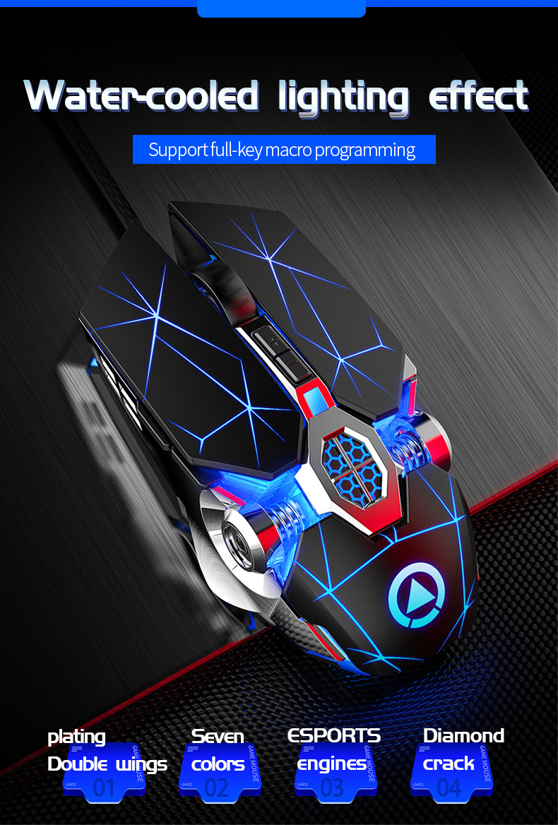 silent stylish gaming mouse with macro breathing lights led perfect for pc laptop gamers details 0