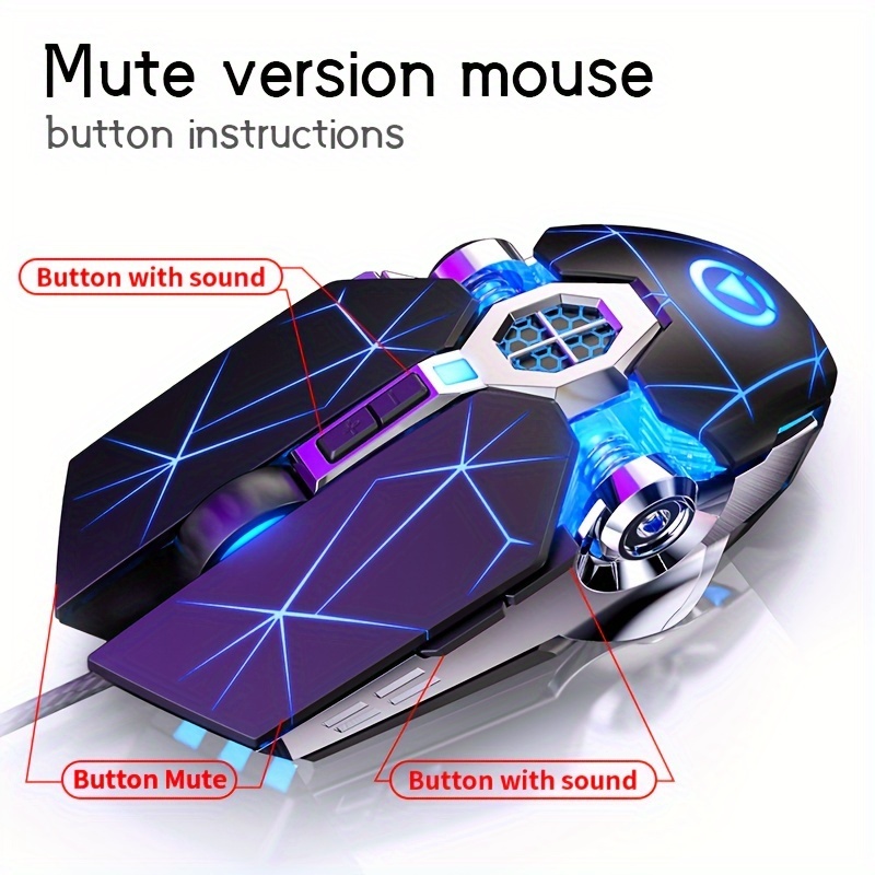 silent stylish gaming mouse with macro breathing lights led perfect for pc laptop gamers details 13