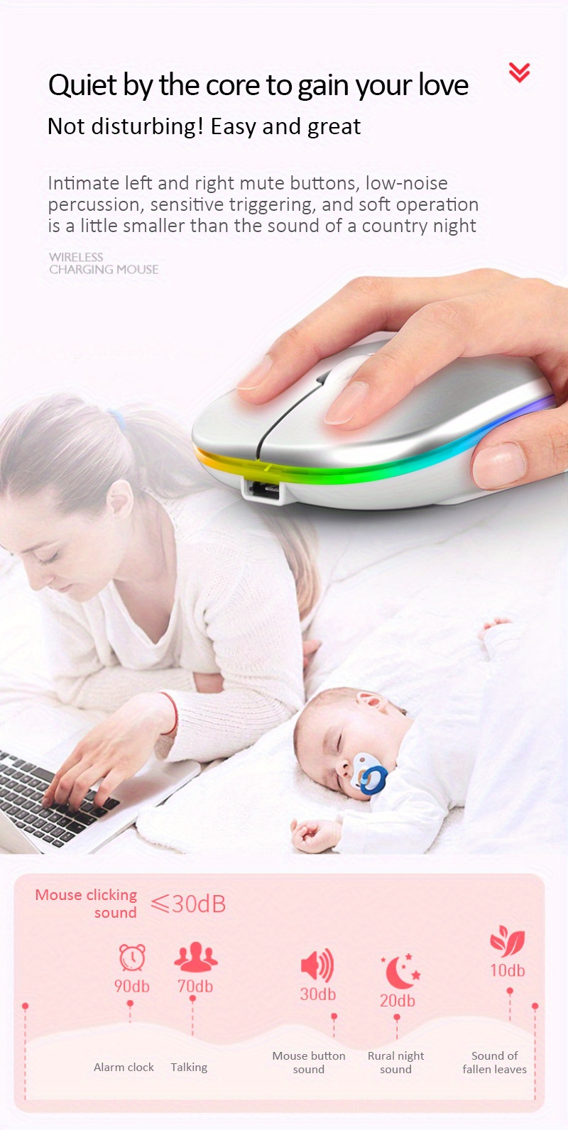 rechargeable wireless mouse portable ergonomic soundless perfect for pc tablet macbook office use details 3