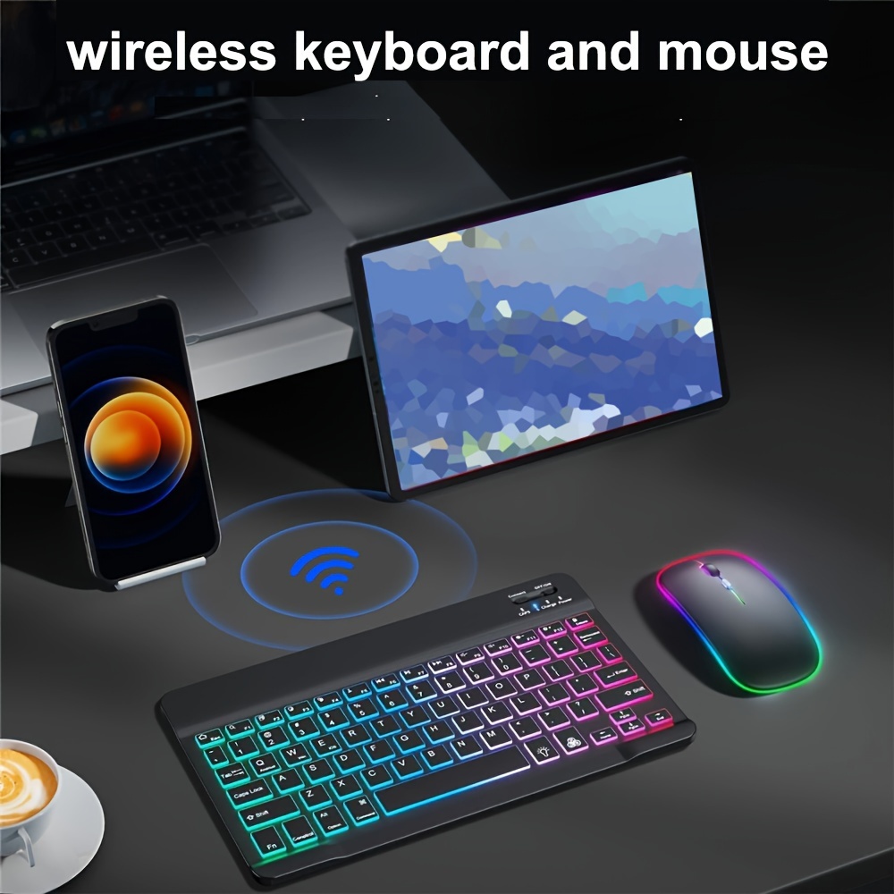 ultra slim backlit backlight wireless keyboard and mouse for ios android windows tablet ipad english keyboard and mouse details 1