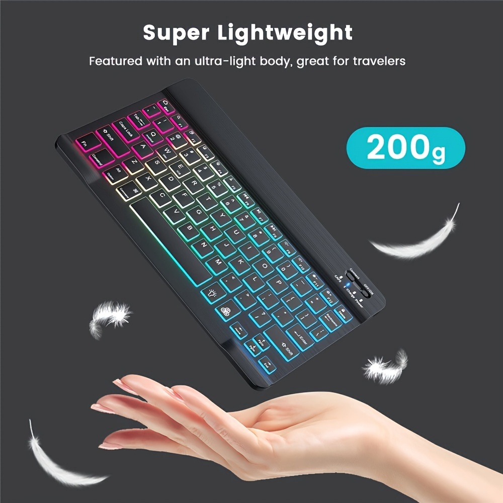 ultra slim backlit backlight wireless keyboard and mouse for ios android windows tablet ipad english keyboard and mouse details 6