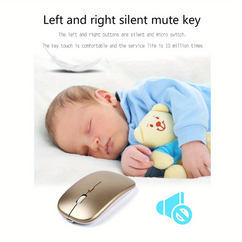 rechargeable wireless mouse mute computer silent mouse mini usb ergonomic mouse 2 4ghz for laptop desktop computer gift for birthday easter boy girlfriend details 2