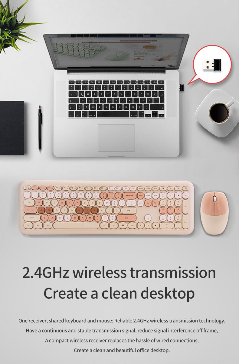 usb wireless silent keyboard and mouse set details 3