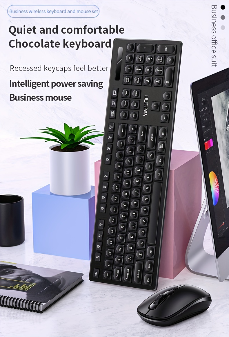 computer desktop notebook, yindiao wireless keyboard mouse set for computer desktop notebook silent soundless office gaming details 0