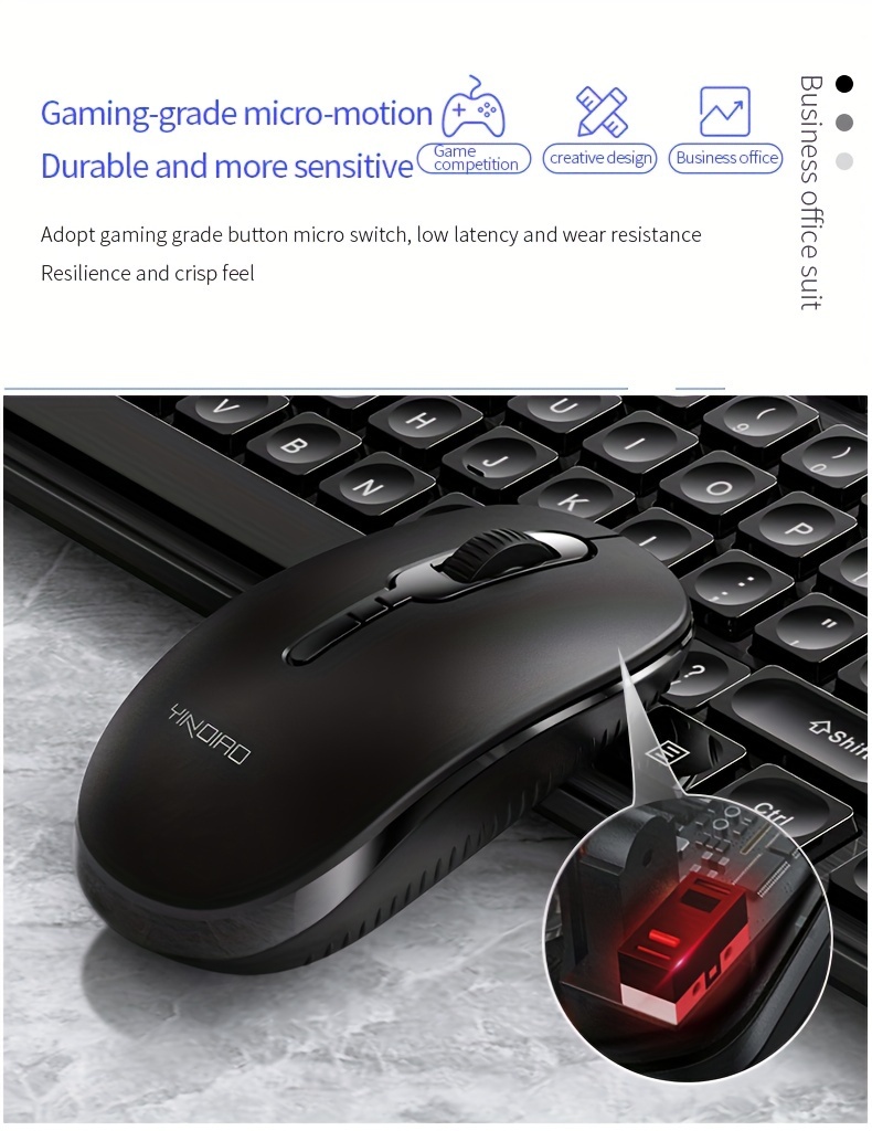 computer desktop notebook, yindiao wireless keyboard mouse set for computer desktop notebook silent soundless office gaming details 14