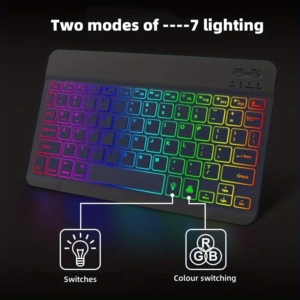 keyboard for tablet android ios windows wireless mouse keyboard bt rainbow backlit keyboard for ipad phone details 2