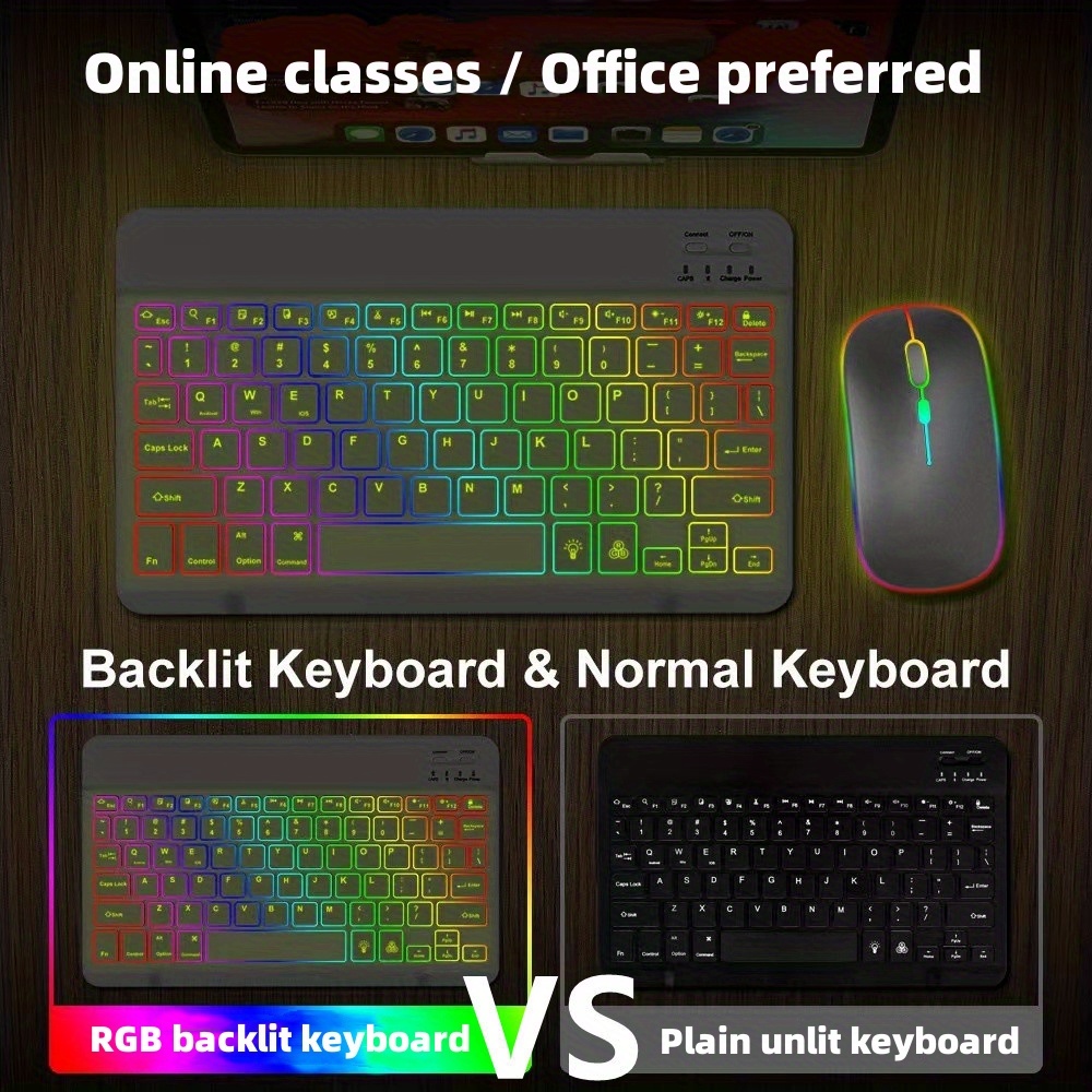 keyboard for tablet android ios windows wireless mouse keyboard bt rainbow backlit keyboard for ipad phone details 14