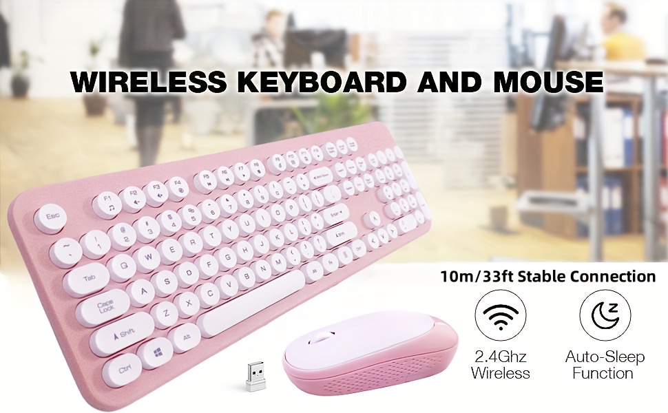 keyboard and mouse set wireless keyboard and mouse combo battery powered full size 2 4ghz silent mouse and keyboard plug and play suitable for mac windows laptop pc details 0