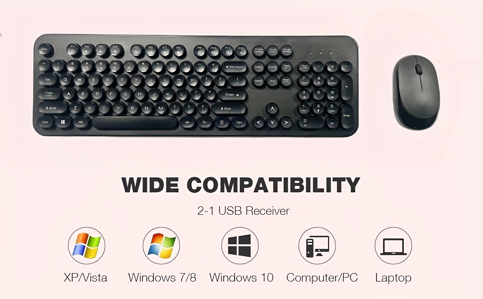 keyboard and mouse set wireless keyboard and mouse combo battery powered full size 2 4ghz silent mouse and keyboard plug and play suitable for mac windows laptop pc details 2