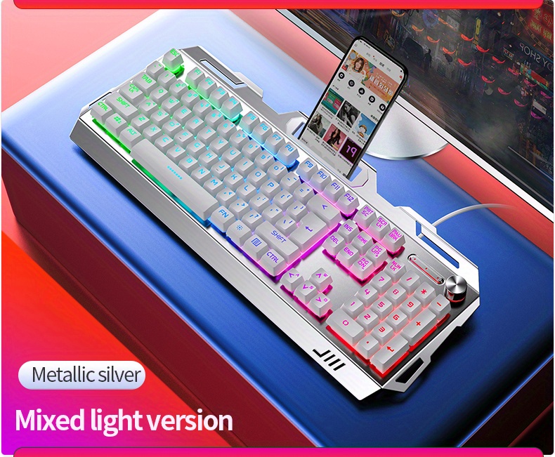 yindiao v2 computer wired keyboard e sports gaming typing office universal usb plug in hair light keyboard available for windows system details 3