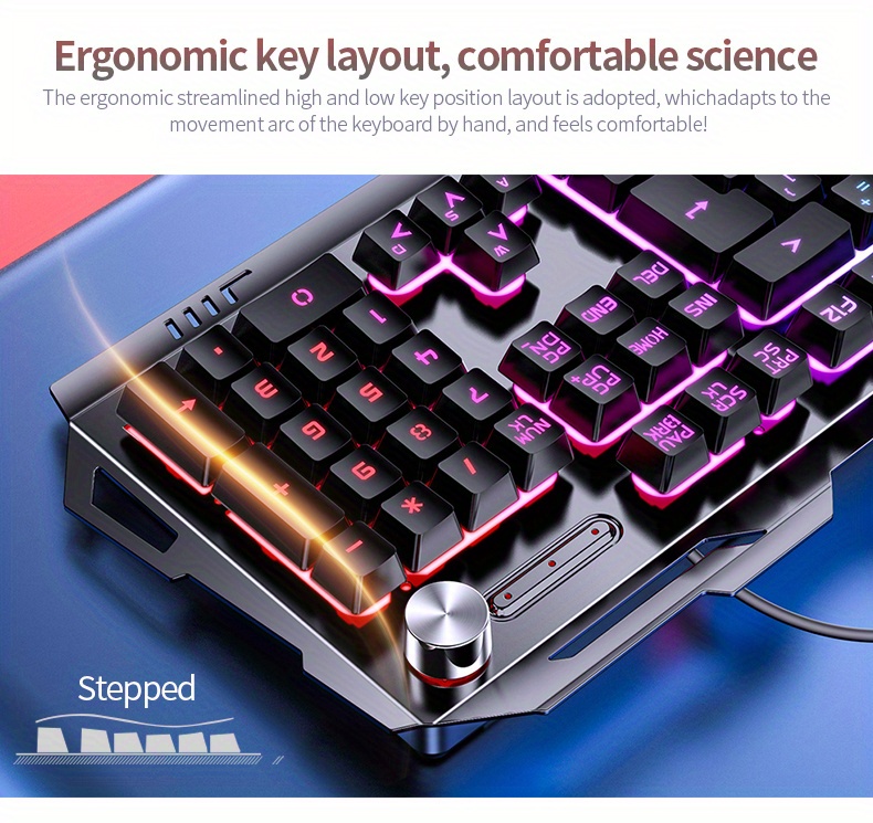 yindiao v2 computer wired keyboard e sports gaming typing office universal usb plug in hair light keyboard available for windows system details 8