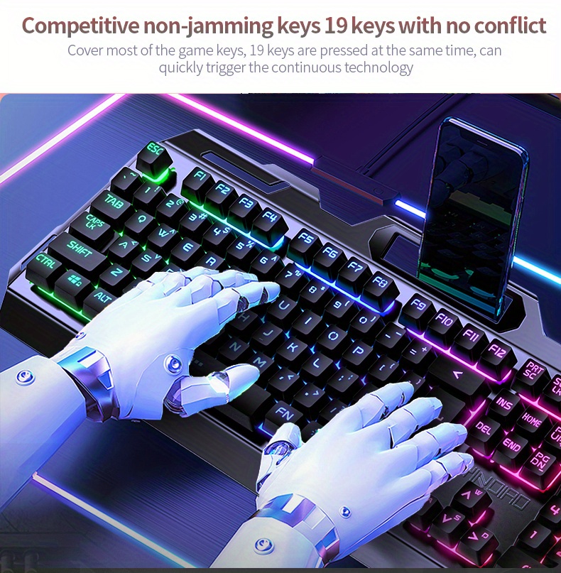 yindiao v2 computer wired keyboard e sports gaming typing office universal usb plug in hair light keyboard available for windows system details 10