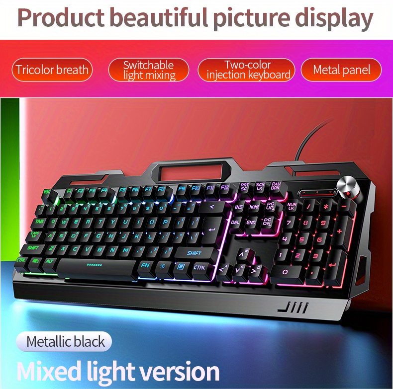 yindiao v2 computer wired keyboard e sports gaming typing office universal usb plug in hair light keyboard available for windows system details 15