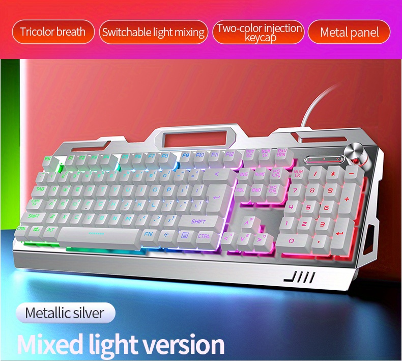 yindiao v2 computer wired keyboard e sports gaming typing office universal usb plug in hair light keyboard available for windows system details 16