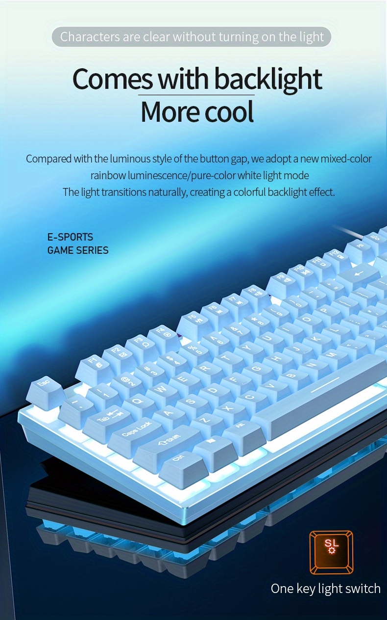 yindiao wired keyboard for computer game office luminous desktop notebook universal details 4