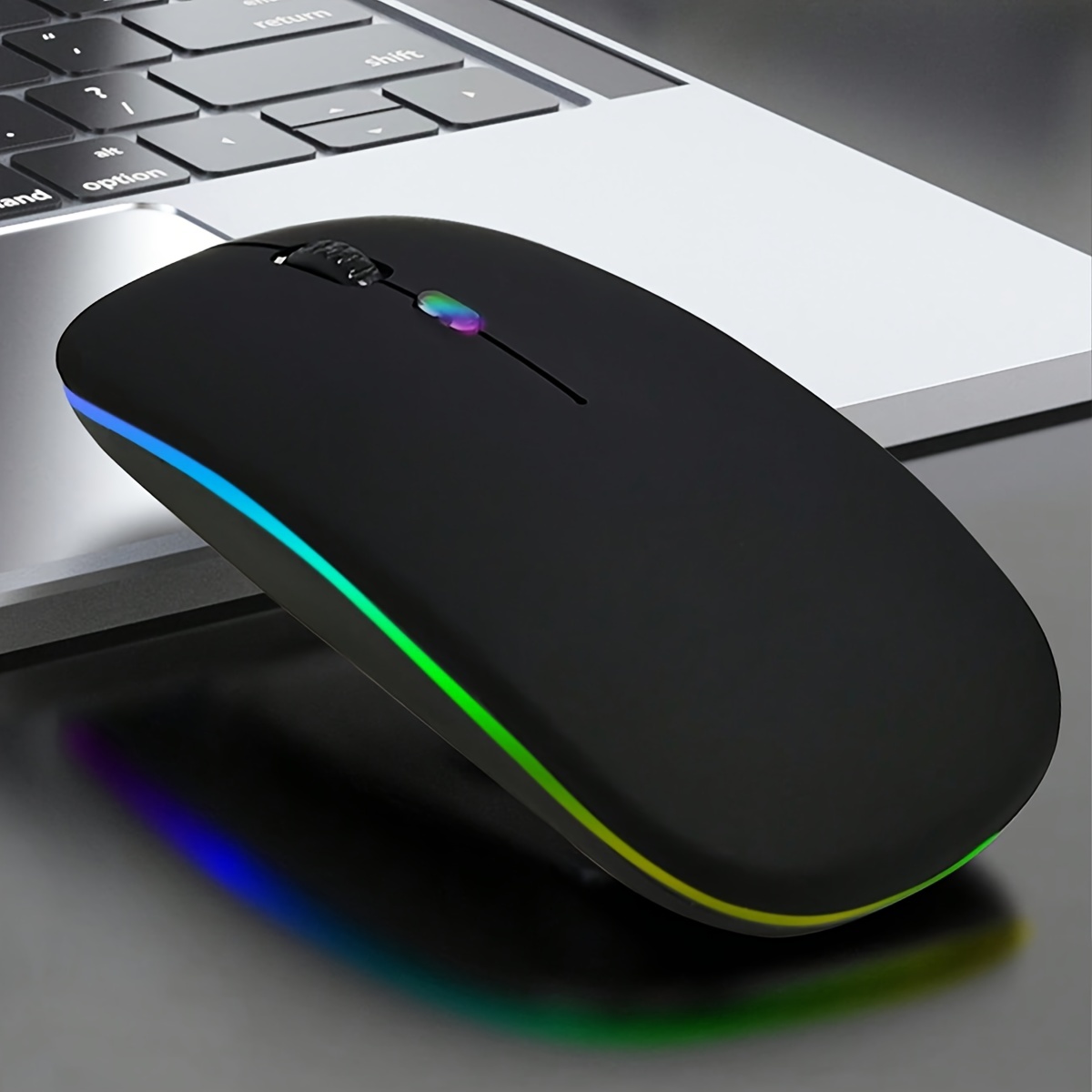 wireless mouse, dual mode wireless mouse mute office colorful rgb backlight battery model wireless mouse suitable for ipad mobile phone tablet details 2