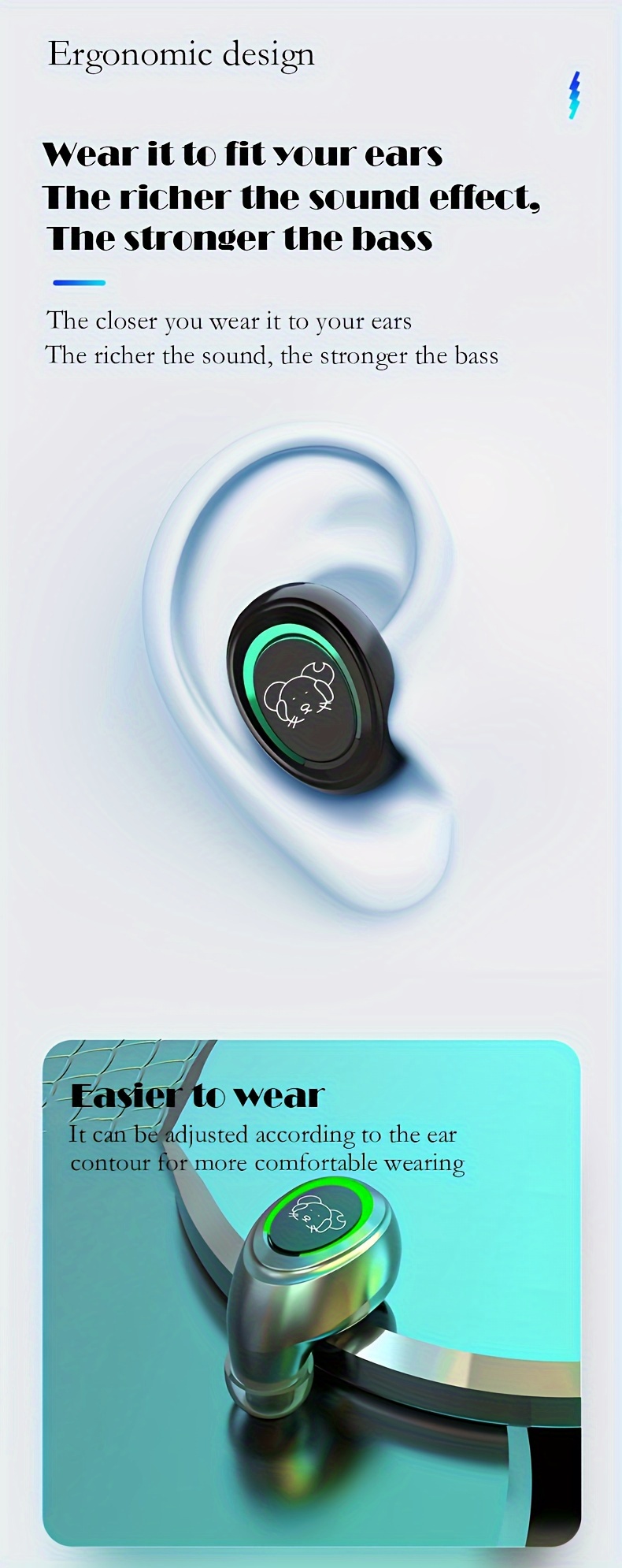 High Volume Wireless Earphones, Female Not Rising Ears Singing Long Wearing Not Tired Three-dimensional Surround Sound For Sports Running Fitness details 6