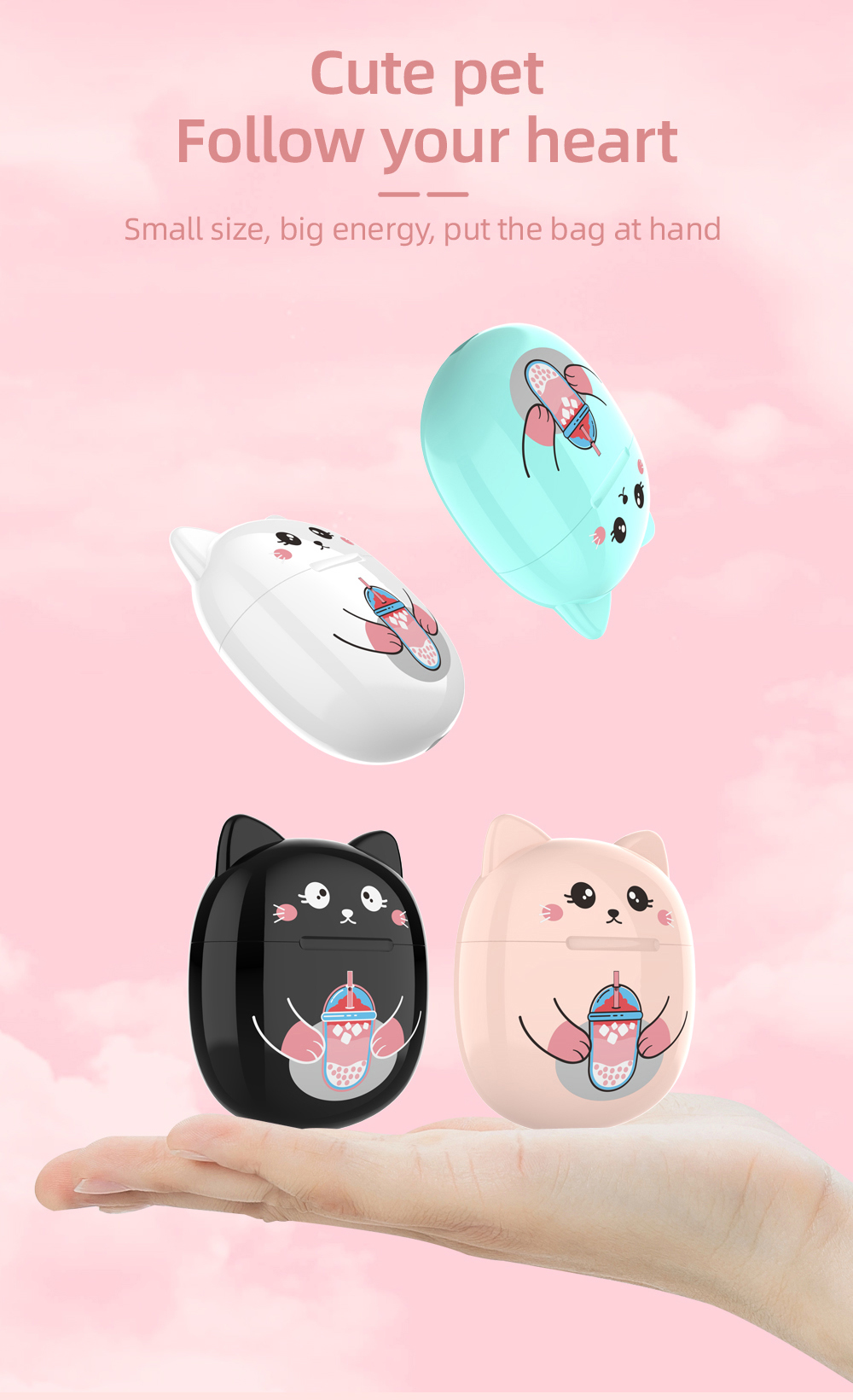 cute cat ear headphones extra long standby on ear fingerprint touch wireless headphones details 5